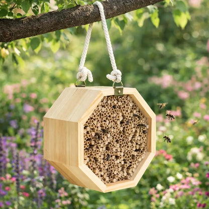 Insektenhotel aus Holz | Bienen- & Nistplatz für Garten & Balkon