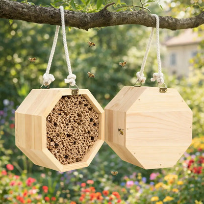Insektenhotel aus Holz | Bienen- & Nistplatz für Garten & Balkon