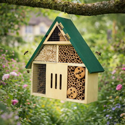 Insect hotel made of wood for garden & balcony | Sustainable bee hotel