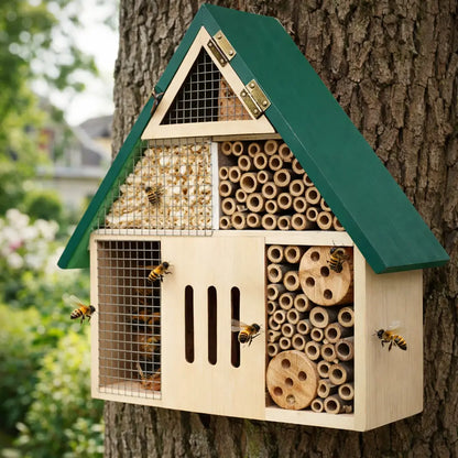 Insect hotel made of wood for garden & balcony | Sustainable bee hotel