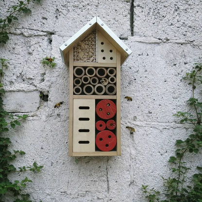 Insect hotel made of wood for garden | Natural bee hotel