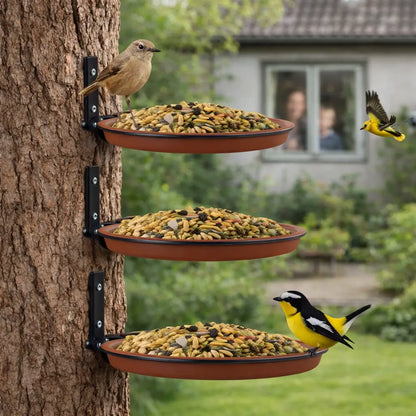 Vogelfutterstation Baum-Montage | Klappbares 3er-Vogel-Futtertablett
