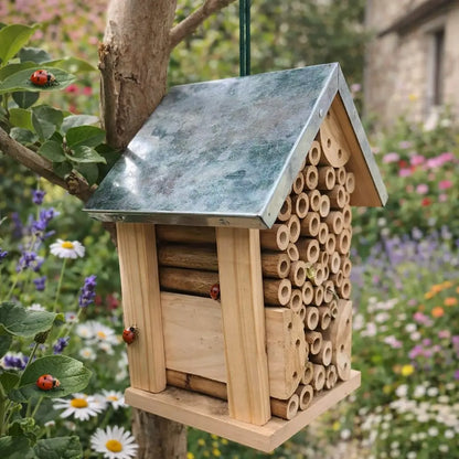 Insektenhotel aus Holz für Garten & Balkon | Nützlingshaus