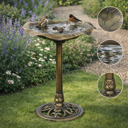 Vogeltränke mit Standfuß | Lotusblatt-Design für Garten & Terrasse