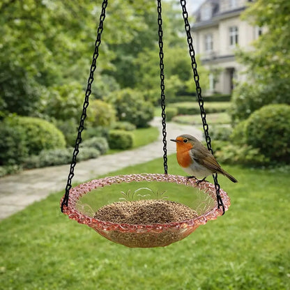 Hängende Vogeltränke & Vogelfutterschale mit Kette für Garten