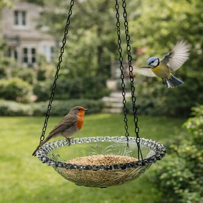 Hängende Vogeltränke & Vogelfutterschale mit Kette für Garten