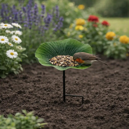 Blütenförmige Vogeltränke & Vogelfutterstation mit Erdspieß