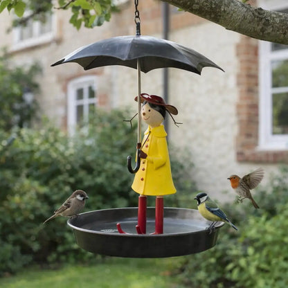Vogelfutterstation & Vogelbad | Hängend mit Regenschirm-Design