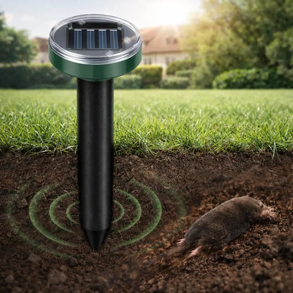 Répulseur solaire de taupes pour entretien de pelouse | Respectueux des animaux & résistant aux intempéries