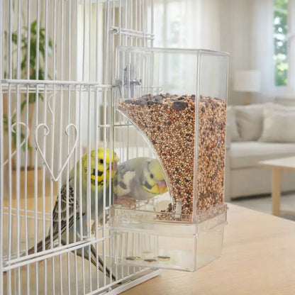 Transparent bird feeder station for cages | Clean & automatic