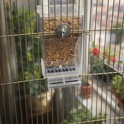 Transparent bird feeder station for cages | Clean & automatic