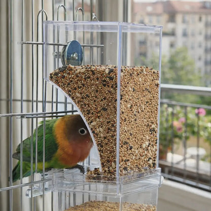 Transparent bird feeder station for cages | Clean & automatic