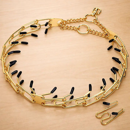 Anti-Zug Verstellbares Hunde Halsband mit Metallgliedern & Gummispitzen