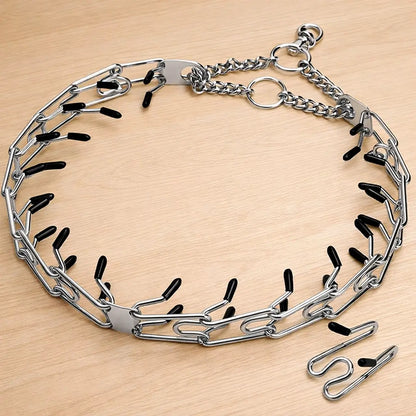 Anti-Zug Verstellbares Hunde Halsband mit Metallgliedern & Gummispitzen