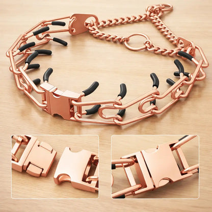 Collier pour chien réglable avec boucles métalliques & picots en caoutchouc