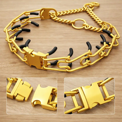Collier pour chien réglable avec boucles métalliques & picots en caoutchouc