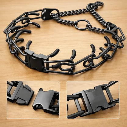 Collier pour chien réglable avec boucles métalliques & picots en caoutchouc