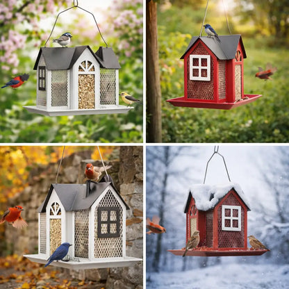 Metal Birdhouse Bird Feeding Station | Weatherproof Hanging Birdhouse
