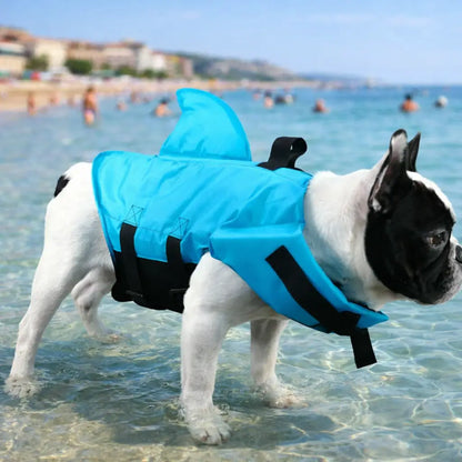 Gilet de sauvetage pour chien avec nageoire de requin & poignée