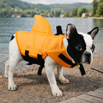 Gilet de sauvetage pour chien avec nageoire de requin & poignée