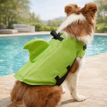 Dog life jacket with shark fin and handle