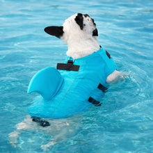 Dog life jacket with shark fin and handle