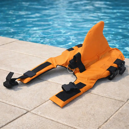 Gilet de sauvetage pour chien avec nageoire de requin & poignée