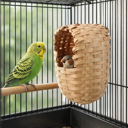 Birdhouse made of bamboo | Nest basket with hook