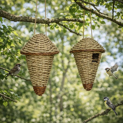 Maison pour oiseaux en herbe naturelle | Nid suspendu