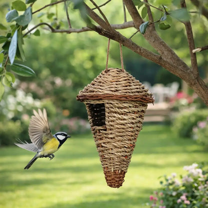 Maison pour oiseaux en herbe naturelle | Nid suspendu