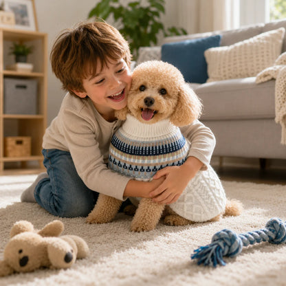 Hundepullover Vintage | Warmer Strickpullover für kleine Hunde