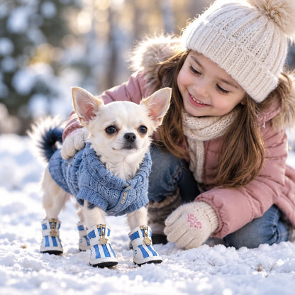 Hundeschuhe für kleine Hunde | Rutschfeste Pfotenschuhe 4er-Set
