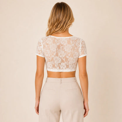 Dirndlbluse Damen mit Spitze | V-Ausschnitt für Oktoberfest