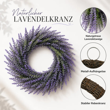 Künstlicher Türkranz Herbst | Lavendelkranz 48 cm