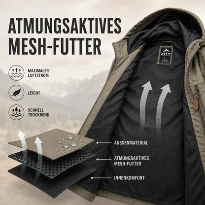 Herren Regenjacke Wasserdicht mit Kapuze  | Winddichte Outdoorjacke
