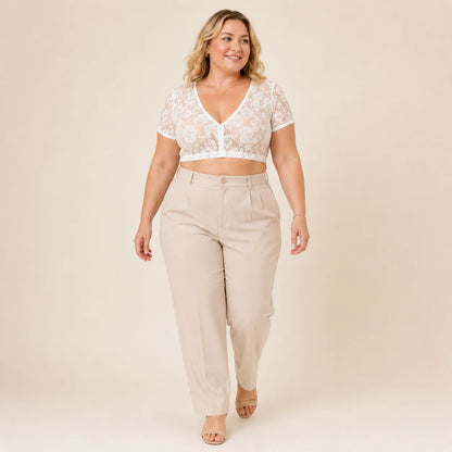 Dirndlbluse Damen mit Spitze | V-Ausschnitt für Oktoberfest