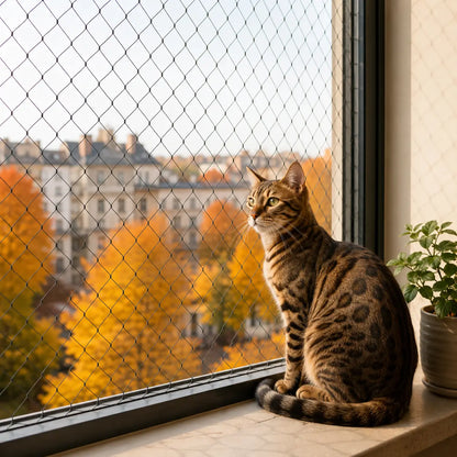 Katzennetz für Balkon | Verstärktes Sicherheitsnetz für Katzen