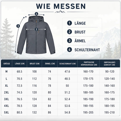 Herren Regenjacke Wasserdicht mit Kapuze  | Winddichte Outdoorjacke