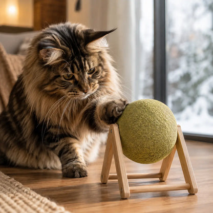 Große Katzenminze-Kugel mit Holzständer für Katzen | katzenspielzeug