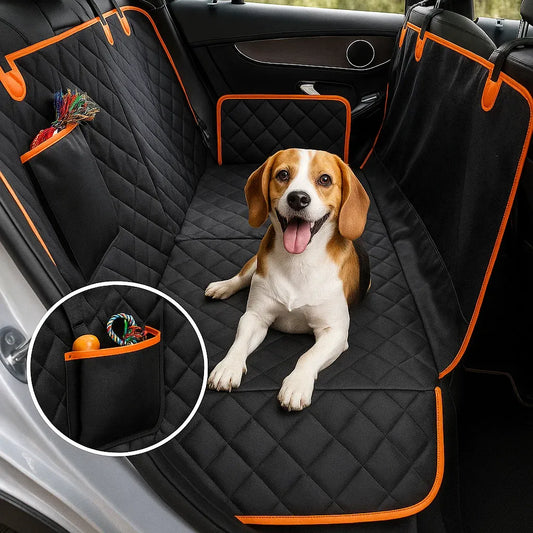 Hunde Autositz Rückbank | Wasserfeste & Rutschfeste Schutzdecke fürs Auto