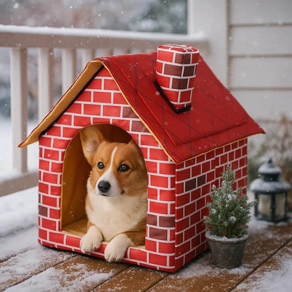 Faltbare Hundehütte im Ziegelstein-Design | gemütlich & robust