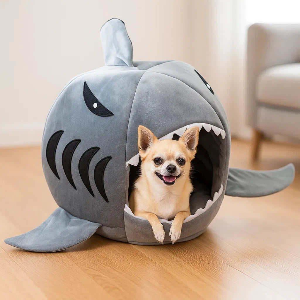 Hundebett Hai Design | Kuschelhöhle & Warmes Schlafbett für Hunde