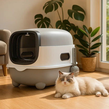 Katzenklo mit Schublade & Schaufel | Leicht zu Reinigen & Geruchsfrei