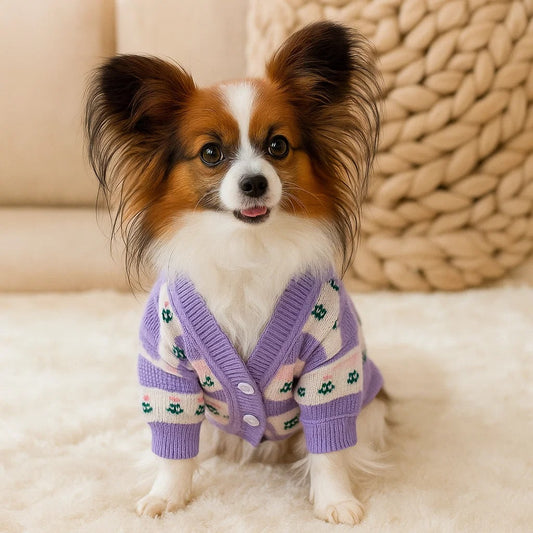 Hundepullover Frühling | Weicher Hundemantel mit Tulpen-Design