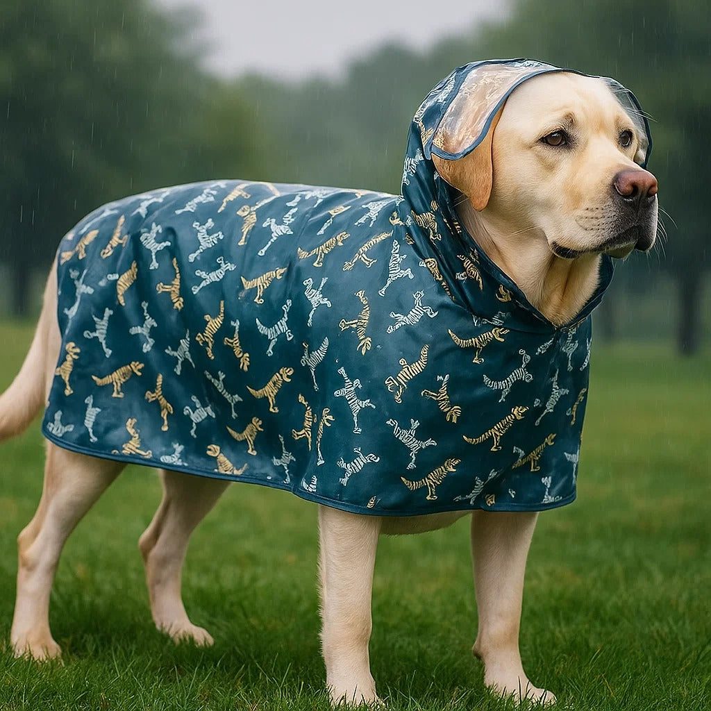 Hundemantel Dino Design | Wasserfeste Regenjacke für Abenteuer im Regen
