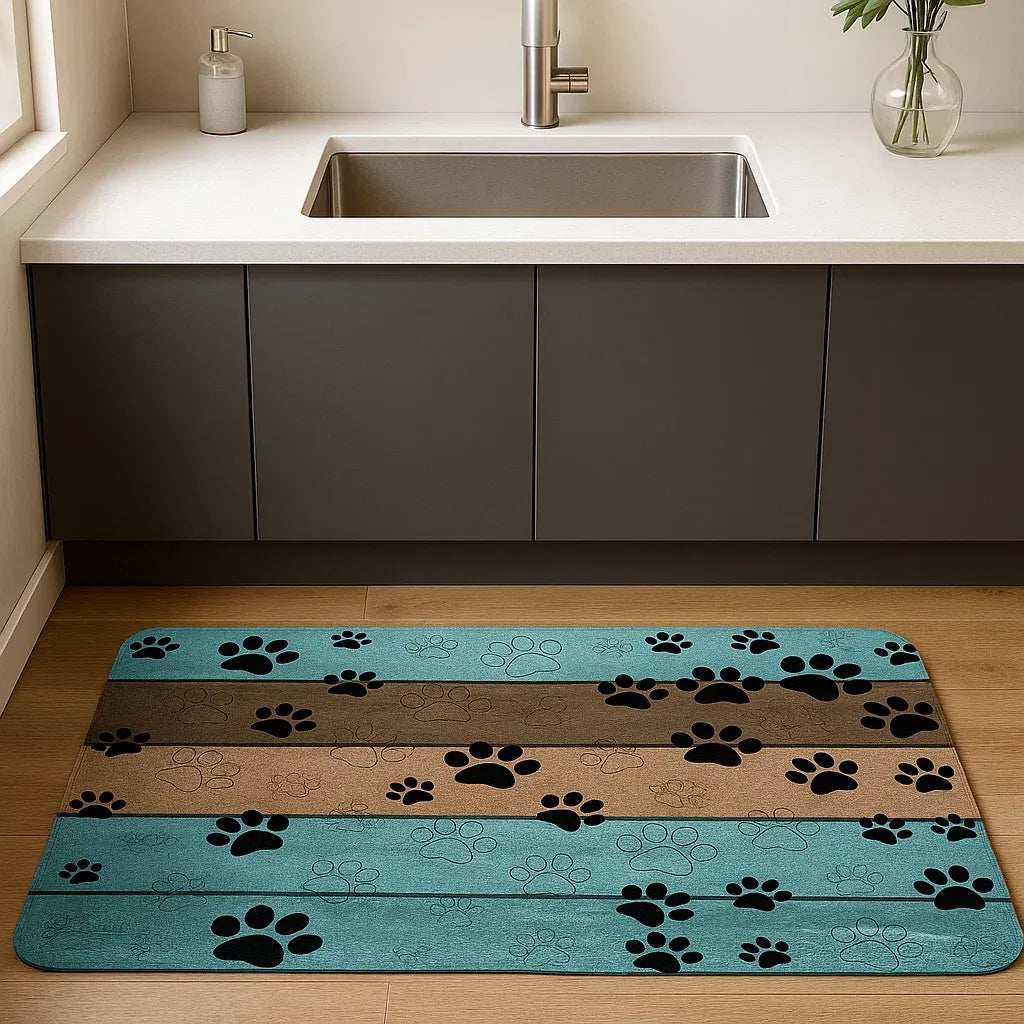 Schmutzfangmatte Hund mit Pfoten | Wasserfest & Rutschfest für Zuhause