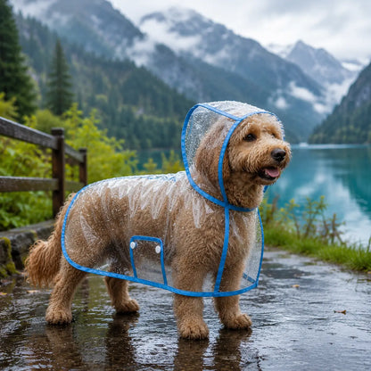 Hunde Regenmantel Transparent | Wasserdichter Regenponcho mit Kapuze
