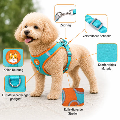 Hundegeschirr mit Leine | Reflektierendes No-Pull Brustgeschirr für Hunde