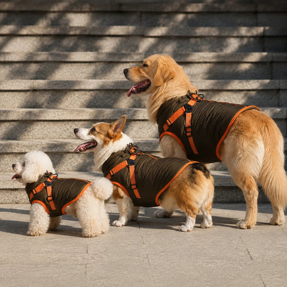Hundemantel Winter 2-in-1 | Warme & Wasserdichte Jacke mit Geschirr