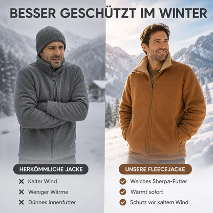 Fleece Jacke Herren | Warme Outdoor Jacke mit Sherpa-Futter